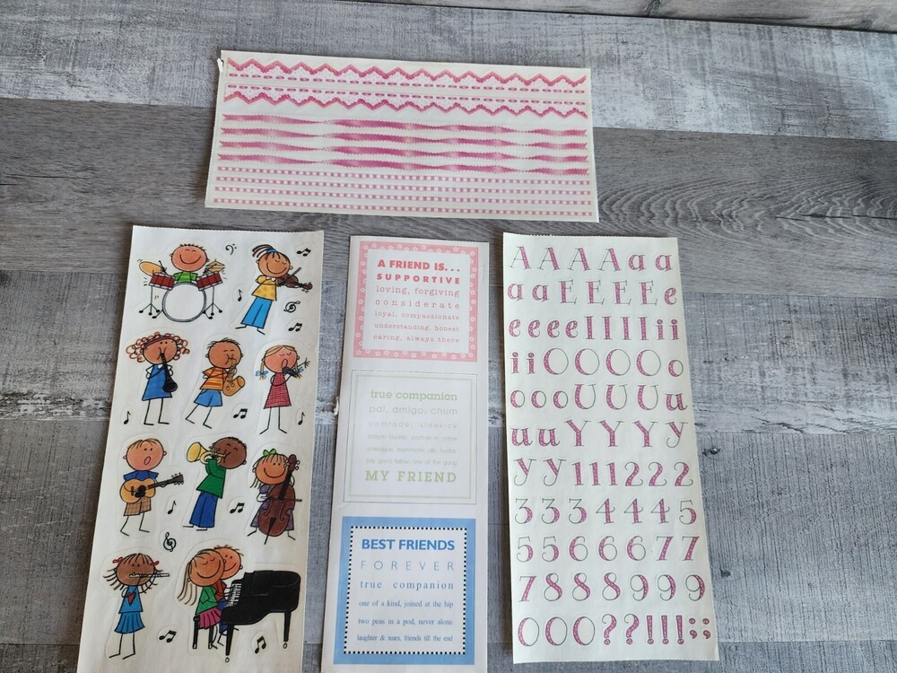 Jumbo Sticker Sheet - MAMBI Music Kids Pink Borders Scrapbooking NEW Retired #39
